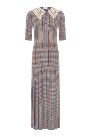 Shropshire Knit Dress in Camel Cashmere Silk with Collar