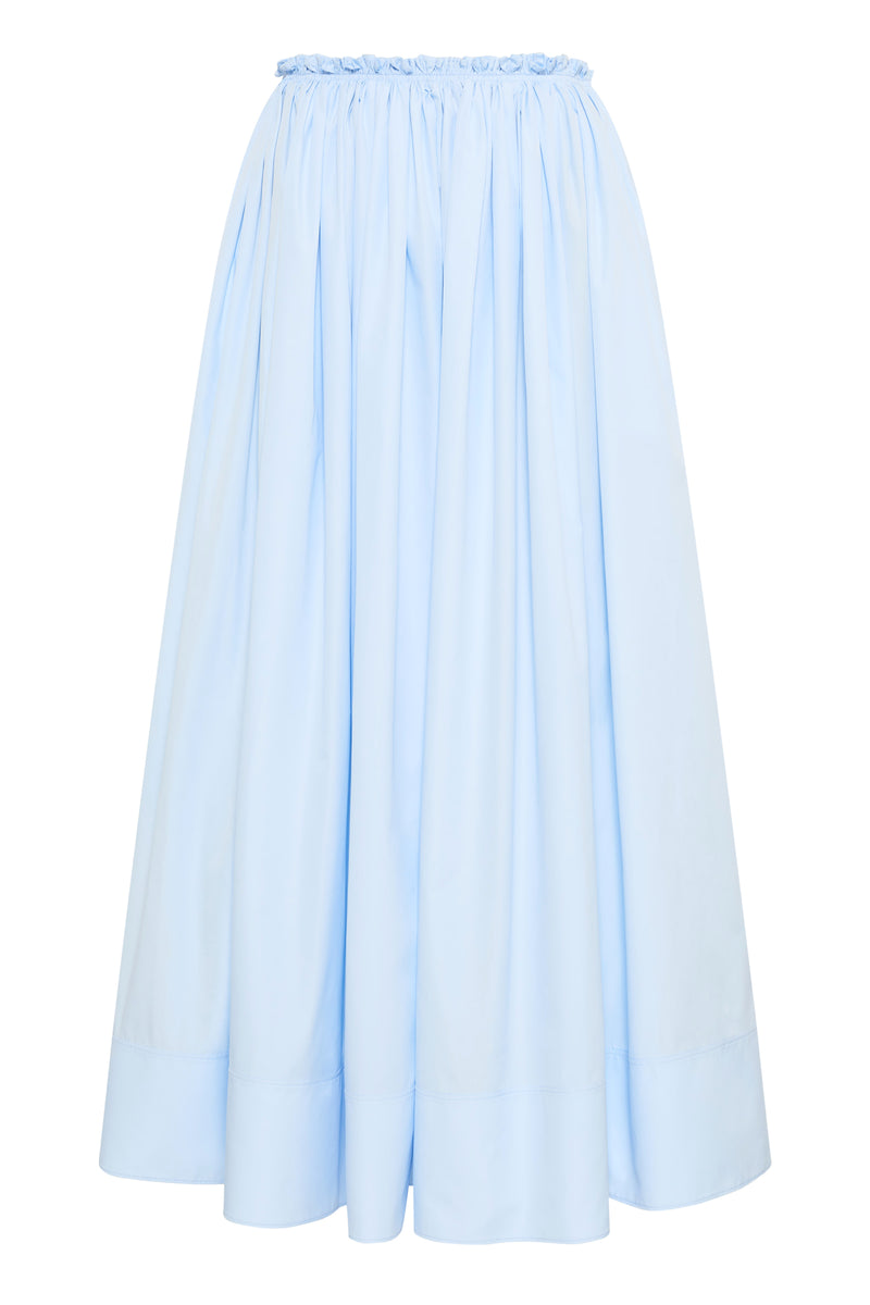 Light Blue Sea Island Cotton Shiva Maxi Skirt - Front View | Gabriela Hearst