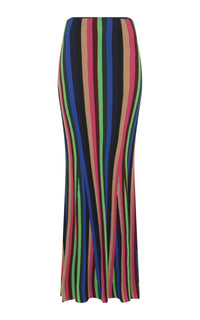 Clarity Knit Skirt in Striped Multi Cashmere Silk