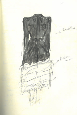 Black Leather Isak Trench Coat with Ivory Shearling - Design Sketch | Gabriela Hearst
