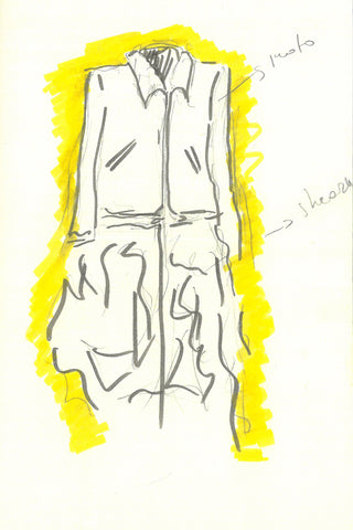 White Convertible Coat Design Sketch - Technical Drawing | Gabriela Hearst