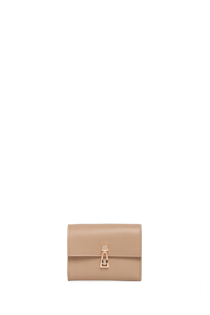 Compact Flat Wallet in Nude Leather