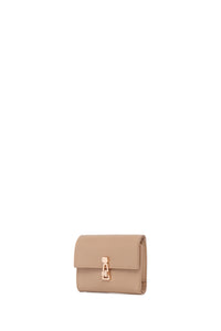 Compact Flat Wallet in Nude Leather