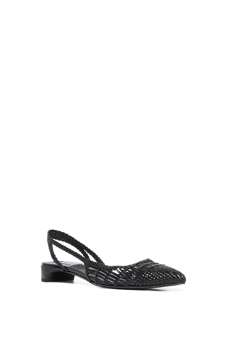 Perro Braided Slingback Shoe in Black Leather