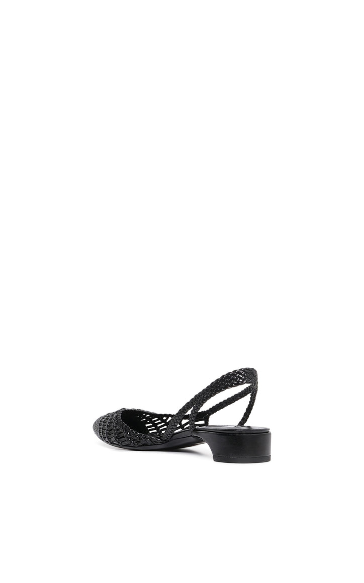 Perro Braided Slingback Shoe in Black Leather