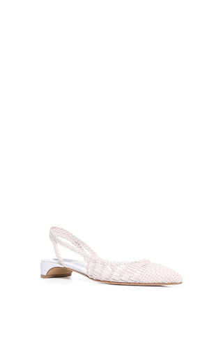 White Woven Leather Slingback Pump - Front View | Gabriela Hearst