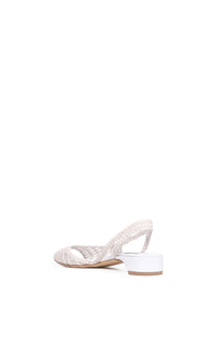 Perro Braided Slingback Shoe in Pearlized White Leather