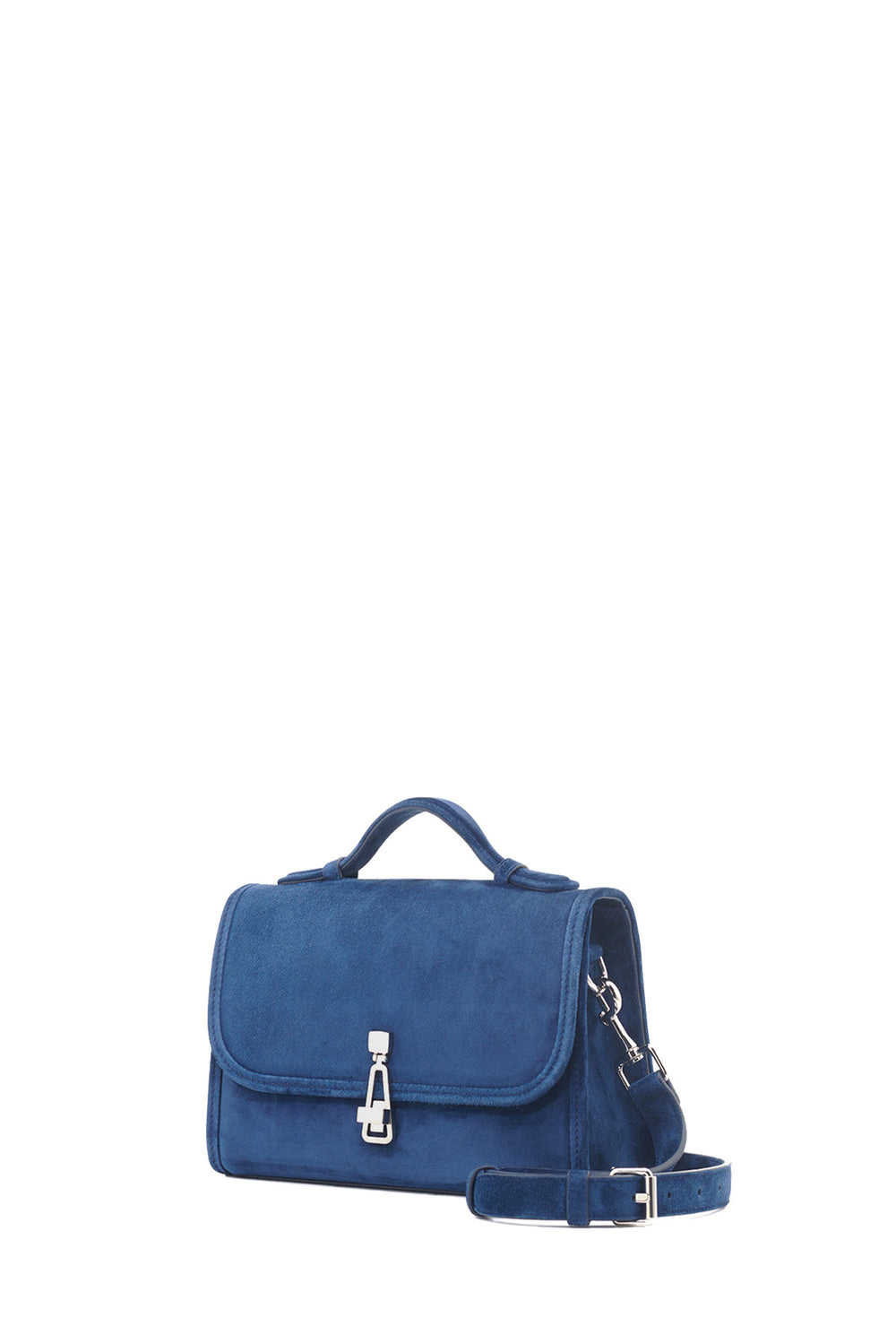 Small Leonora Flap Bag in Navy Suede