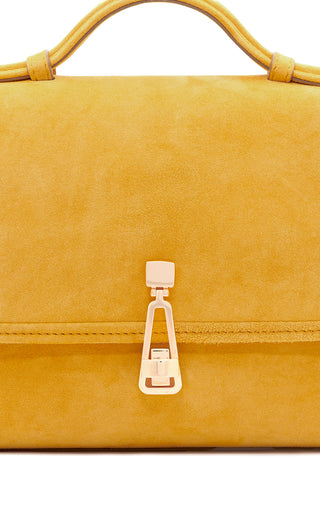 Golden Birch Suede Small Leonora Flap Bag - Hardware Detail | Gabriela Hearst