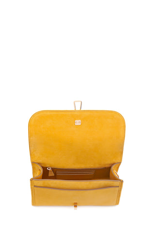 Golden Birch Suede Small Leonora Flap Bag - Interior Compartments | Gabriela Hearst