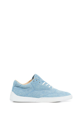 Light Blue Suede Denim Ohio Slip-on Sneakers - Side Profile | Gabriela Hearst