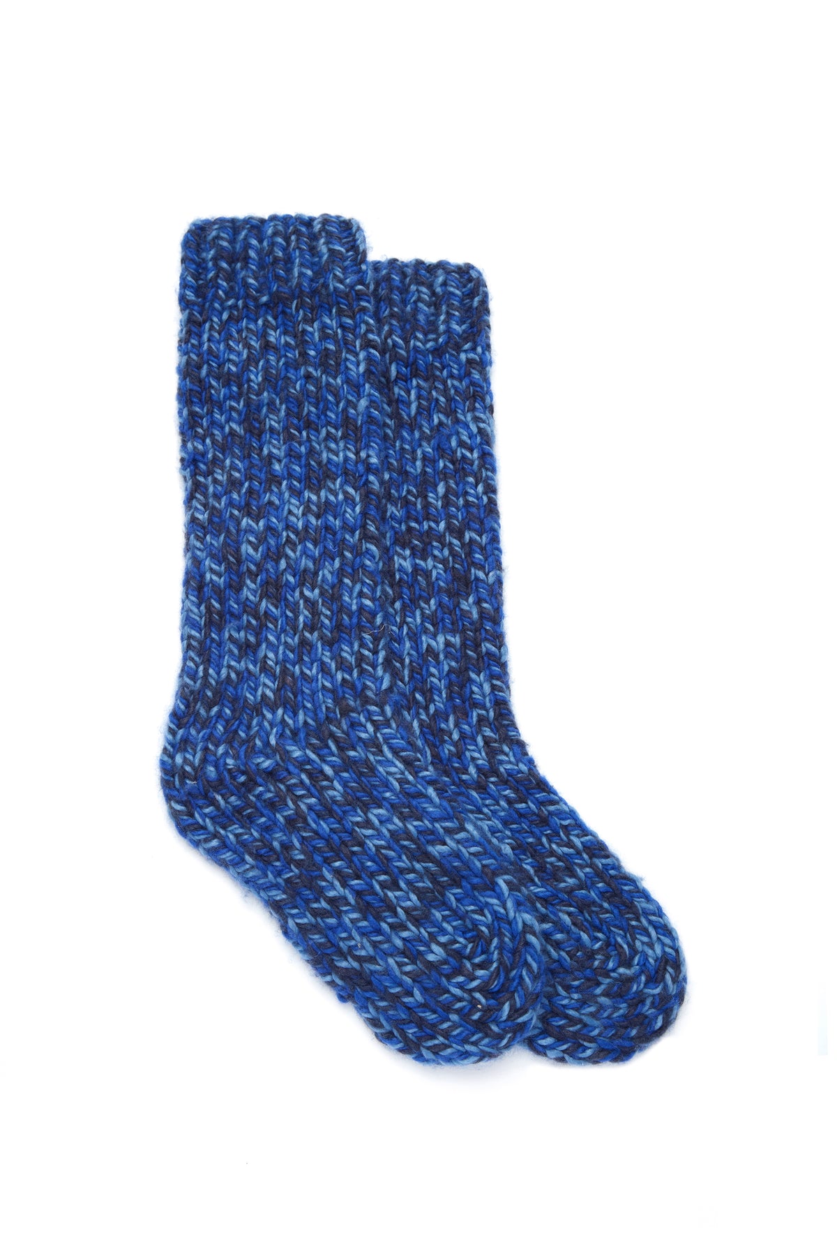 Leto Knit Socks in Sky, Cobalt & Dark Navy Cashmere