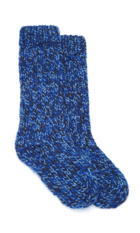 Leto Knit Socks in Sky, Cobalt & Dark Navy Cashmere