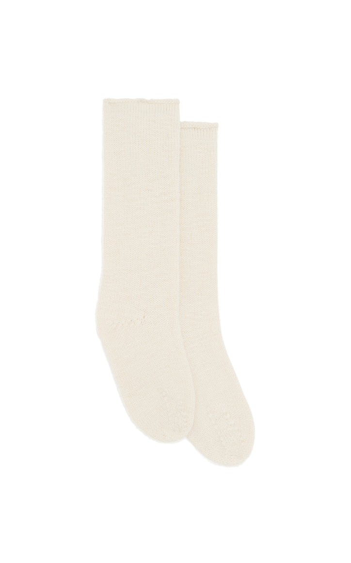 Nikola Knit Socks in Ivory Cashmere
