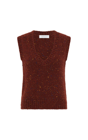 Solomon Knit Vest in Burnt Sienna Multi Speckle Cashmere