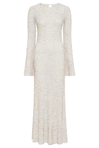 Ivory Multi Beaded Cashmere Silk Knit Maxi Dress - Flat Lay | Gabriela Hearst