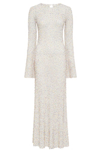 Chandra Knit Dress In Ivory Multi Beaded Cashmere & Silk