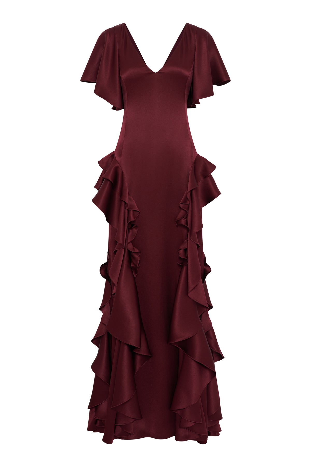 Spiral Dress in Bordeaux Silk Satin