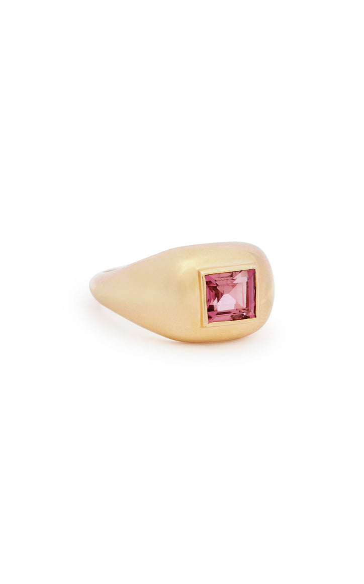 Medium Ring in 18K Yellow Gold & Tourmaline Stone