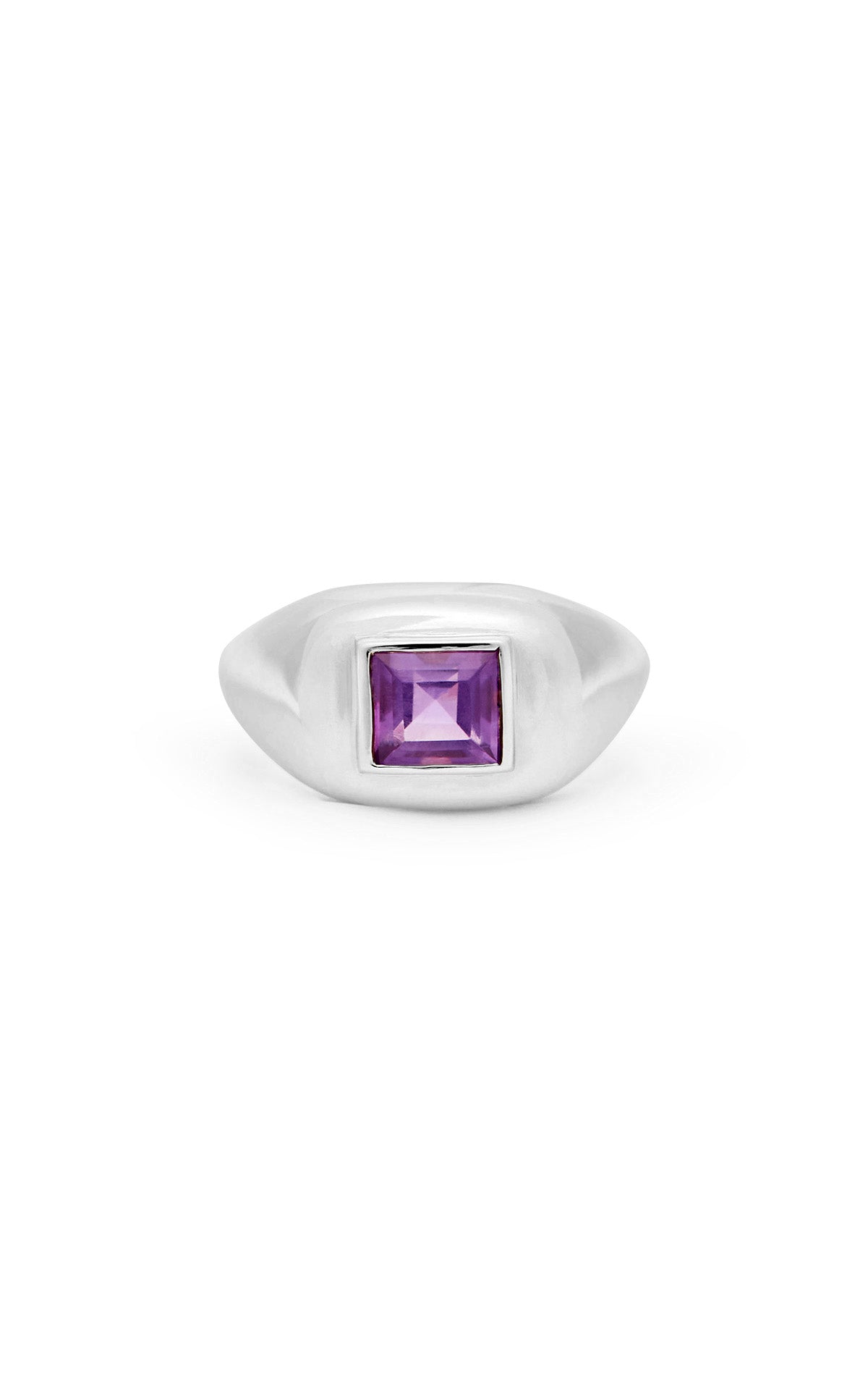 Medium Ring in 18K White Gold & Amethyst Stone