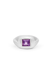 Medium Ring in 18K White Gold & Amethyst Stone