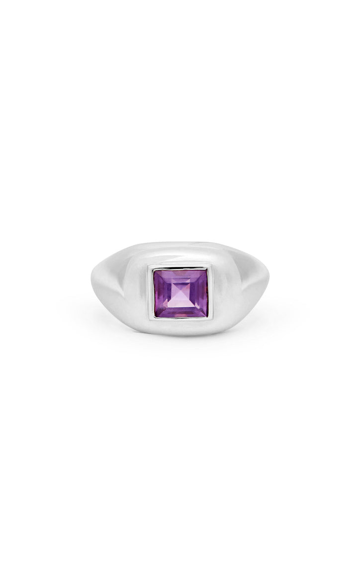 Medium Ring in 18K White Gold & Amethyst Stone