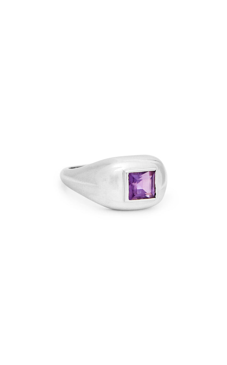 Medium Ring in 18K White Gold & Amethyst Stone