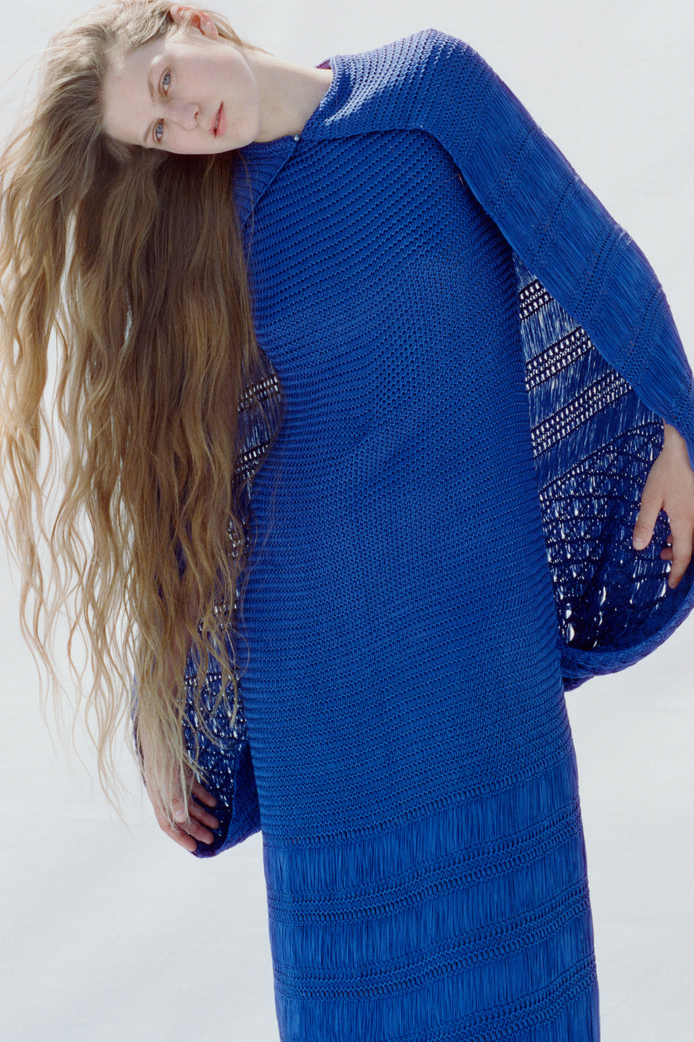 Hera Cape Dress in Cobalt Sakura Silk Tape