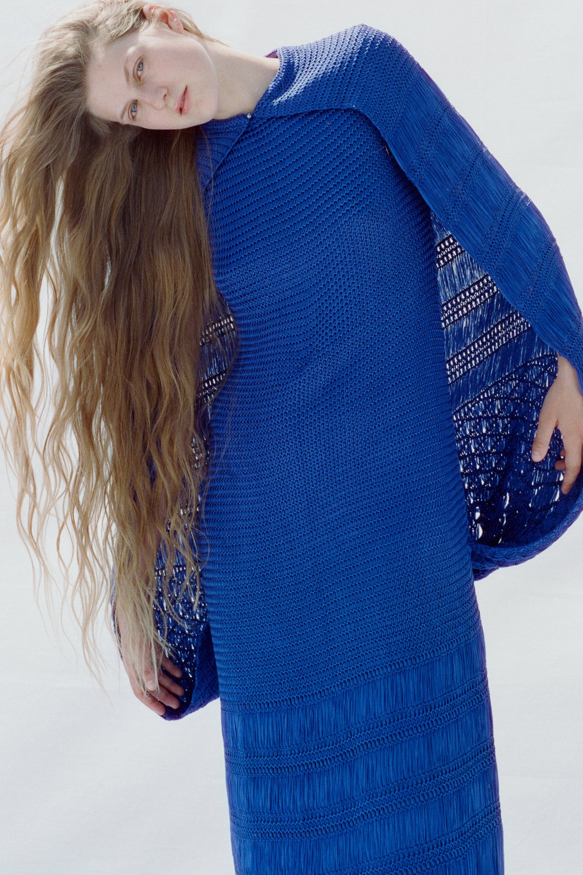 Hera Cape Dress in Cobalt Sakura Silk Tape