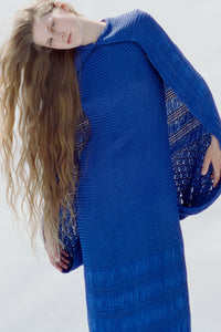 Hera Cape Dress in Cobalt Sakura Silk Tape