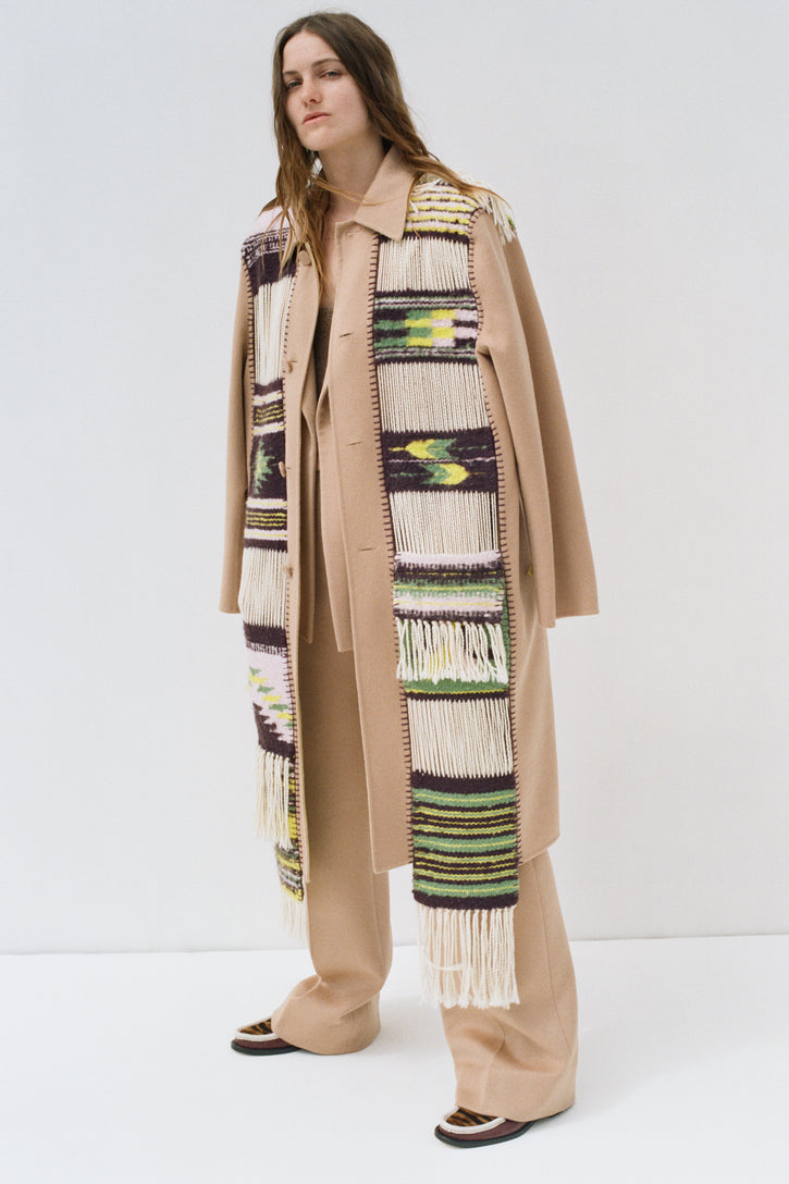 Cardea Rev Trench with Blanket in Camel Multi Cashmere
