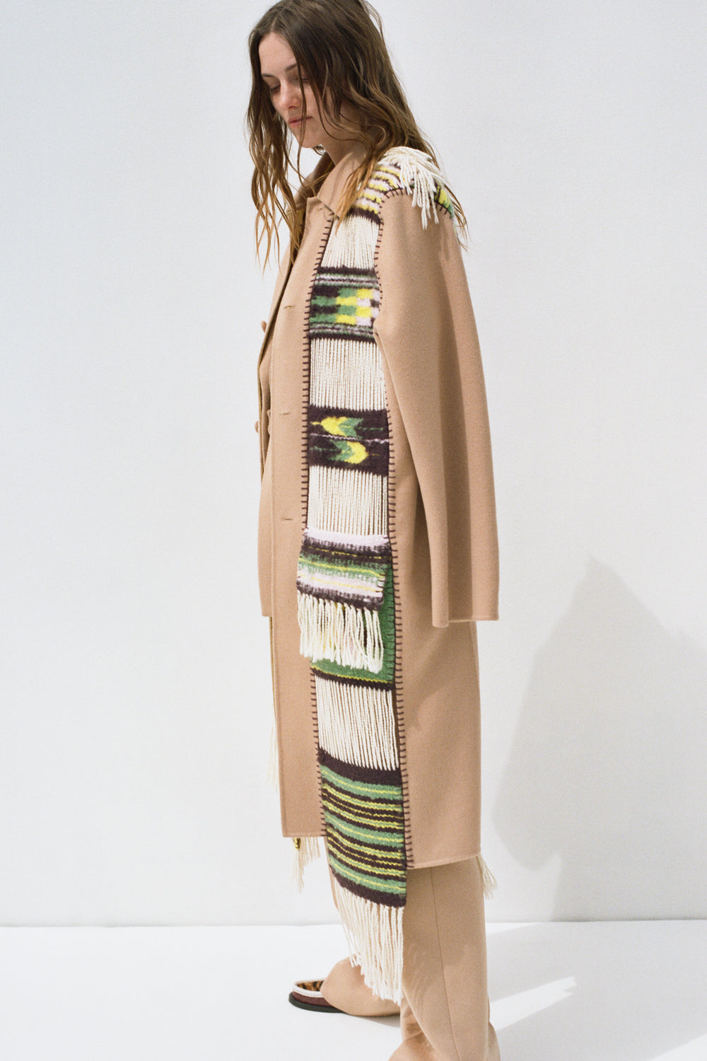 Cardea Rev Trench with Blanket in Camel Multi Cashmere