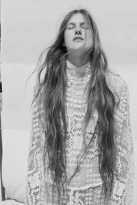 Clarus Dress in White Needlework Silk