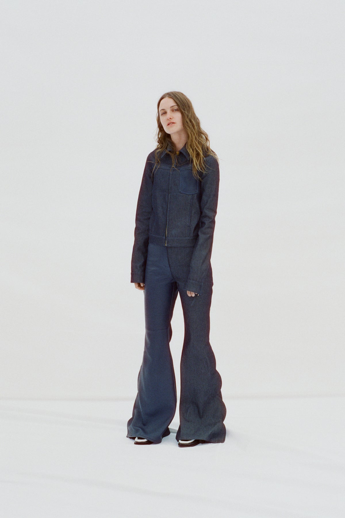 Mesa Pant in Recycled Denim & Textured Leather