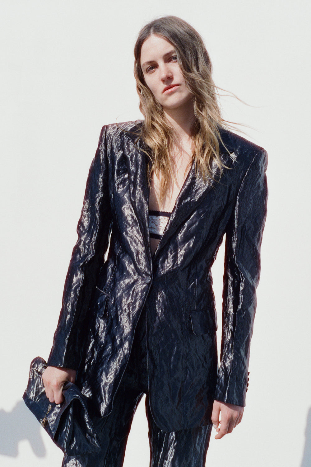 Orren Blazer in Slate Silk Metal