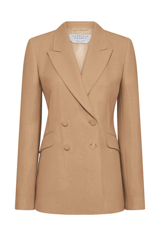 Stephanie Blazer in Camel Virgin Wool Crepe