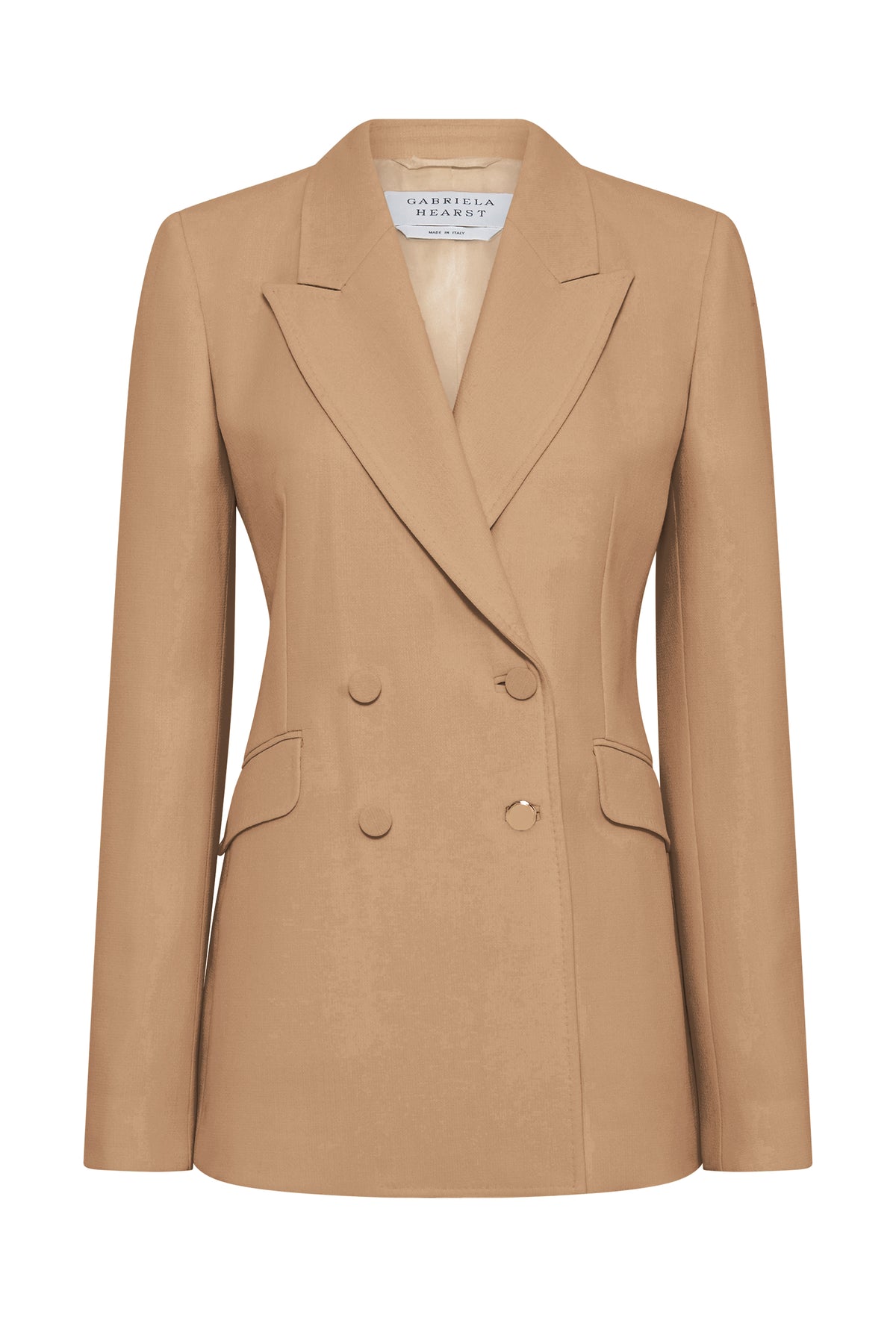 Stephanie Blazer in Camel Virgin Wool Crepe