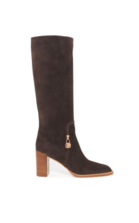 Nina Clasp Boot in Dark Chocolate Suede