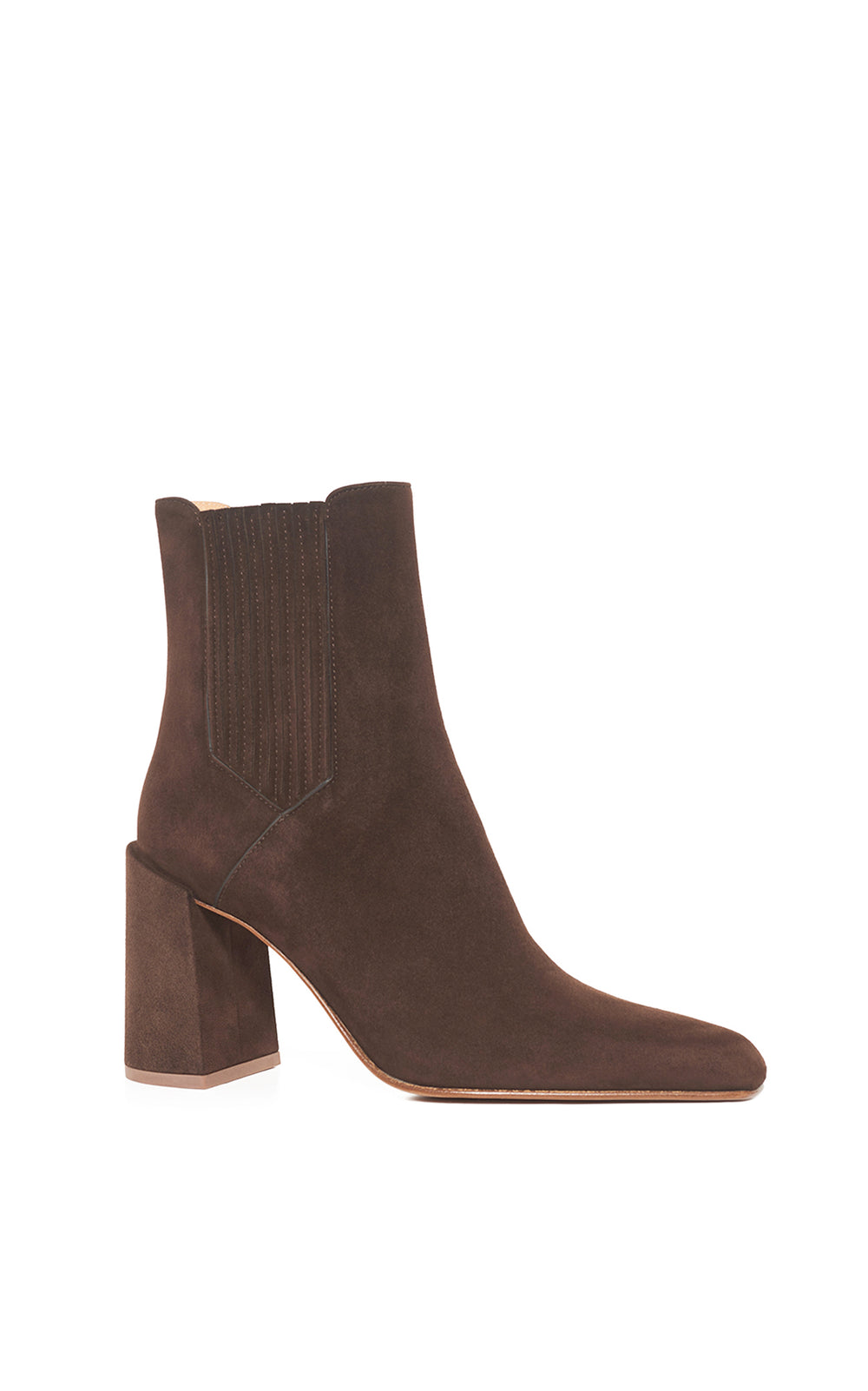 Luke High Heel Ankle Boot in Chocolate Suede