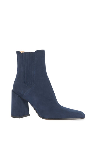 Navy Suede Luke High Heel Ankle Boot - Front View | Gabriela Hearst