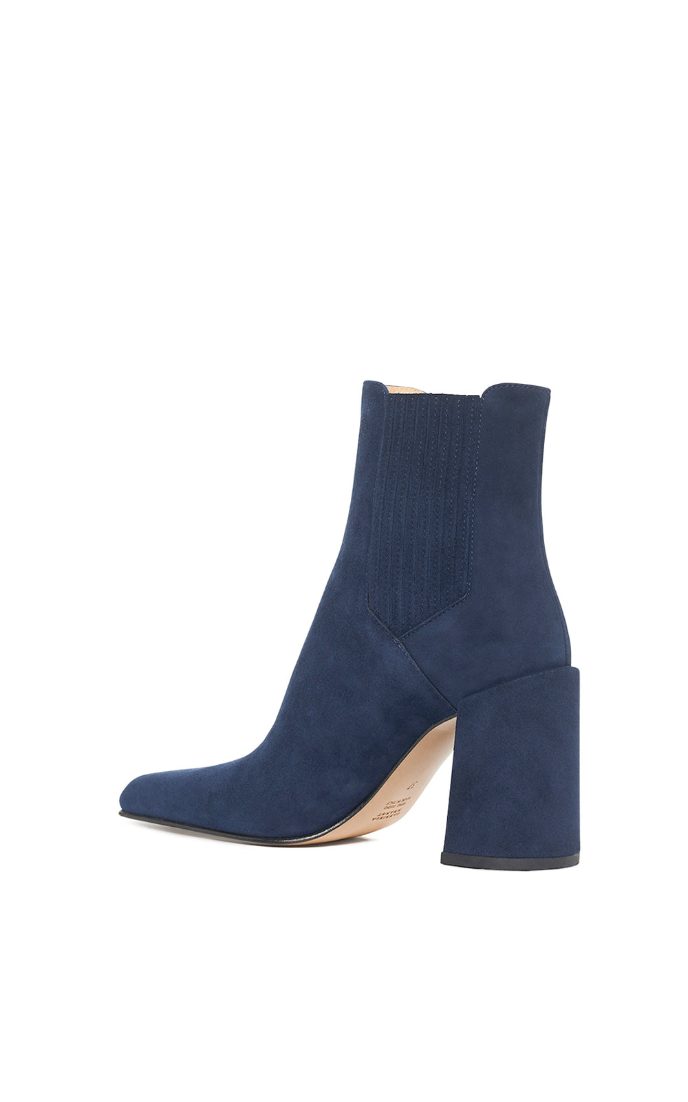 Luke High Heel Ankle Boot in Navy Suede