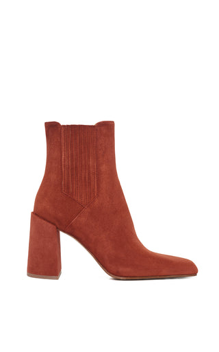 Burnt Sienna Suede Luke High Heel Ankle Boot - Side Profile | Gabriela Hearst
