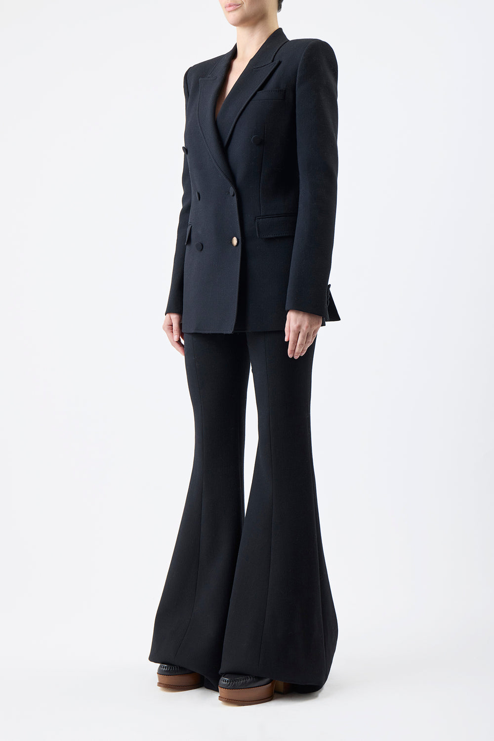 Desmond Pant in Black Virgin Wool Crepe