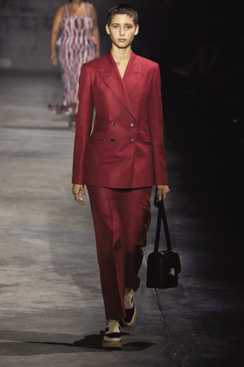 Angela Blazer in Red Silk Wool with Linen