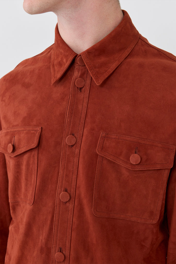 Lucas Overshirt in Rust Suede
