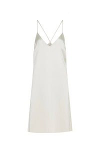 Dinah Slip Midi Dress in Ivory Silk Satin