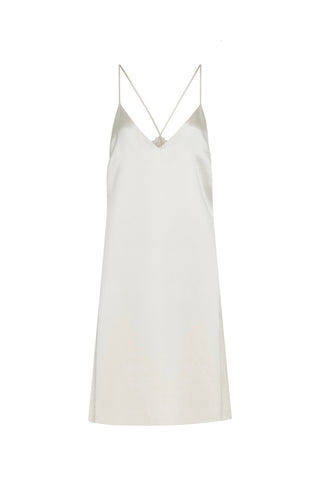 Dinah Slip Midi Dress in Ivory Silk Satin