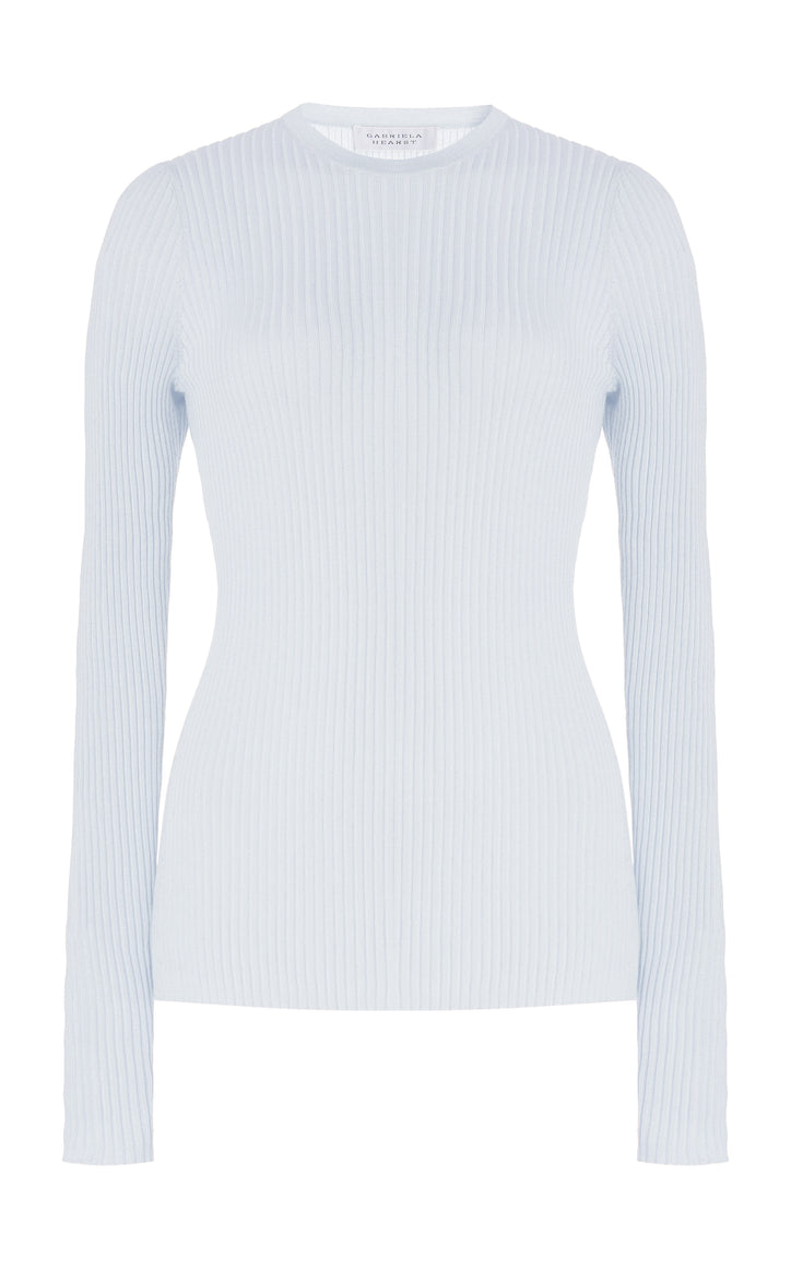 Browning Knit Sweater in Light Blue Cashmere Silk