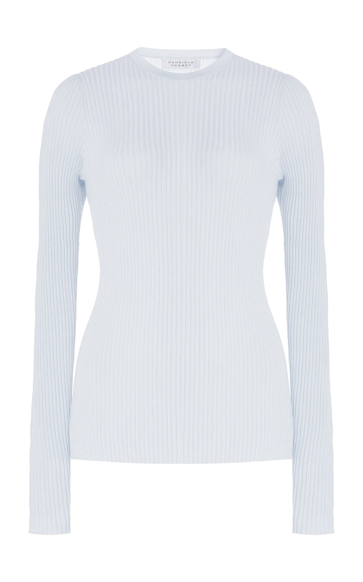 Browning Knit Sweater in Light Blue Cashmere Silk