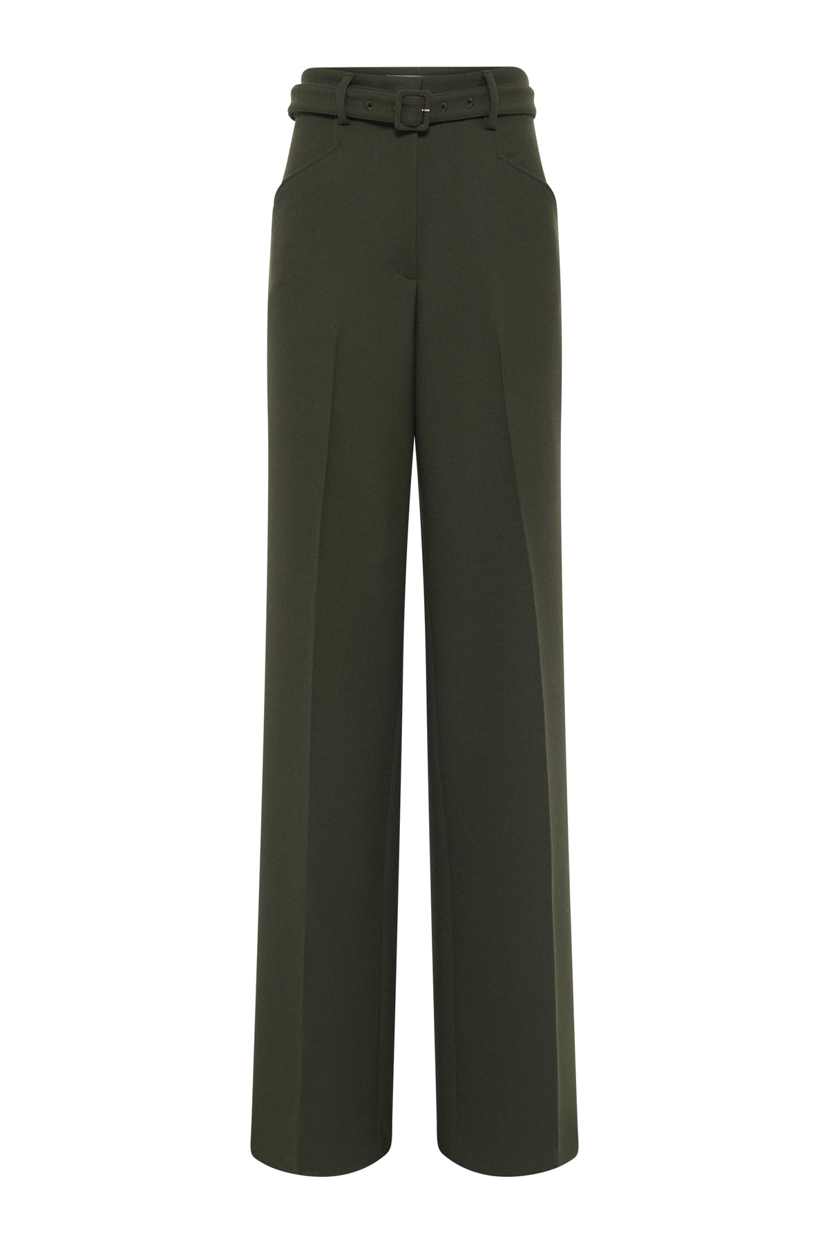 Norman Wide-leg Pant in Olive Recycled Virgin Wool